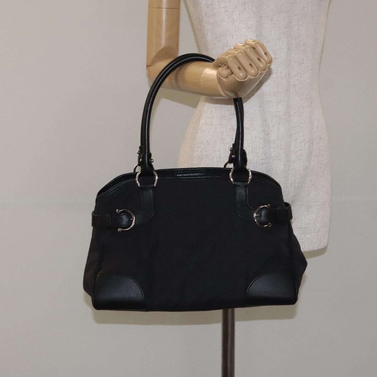 Salvatore Ferragamo Gancini handbag Nylon, BLACK, NYLON, Handbag