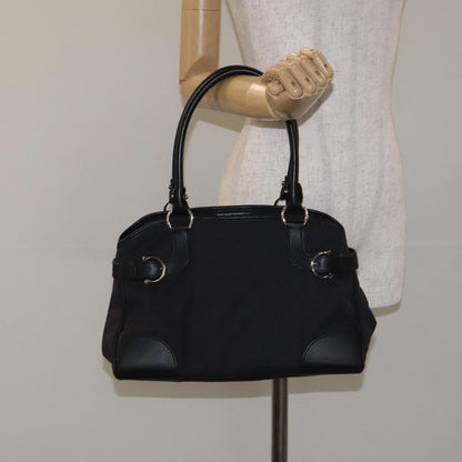 Salvatore Ferragamo Gancini handbag Nylon, BLACK, NYLON, Handbag