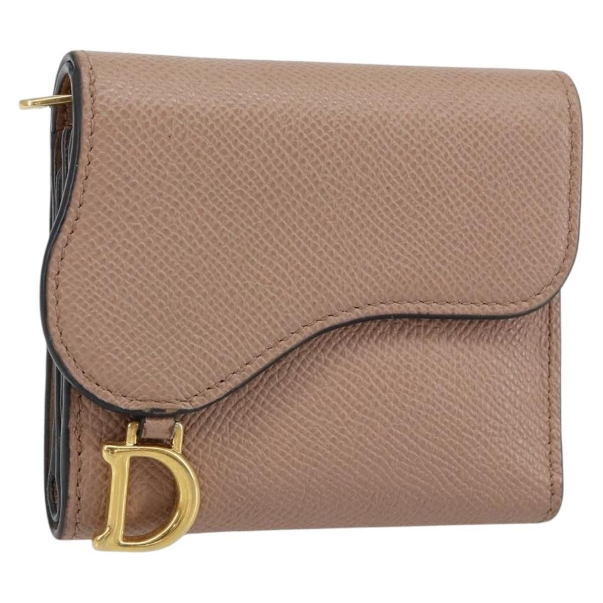 Christian Dior Saddle Lotus Wallet Leather, BEIGE, LEATHER, Wallets