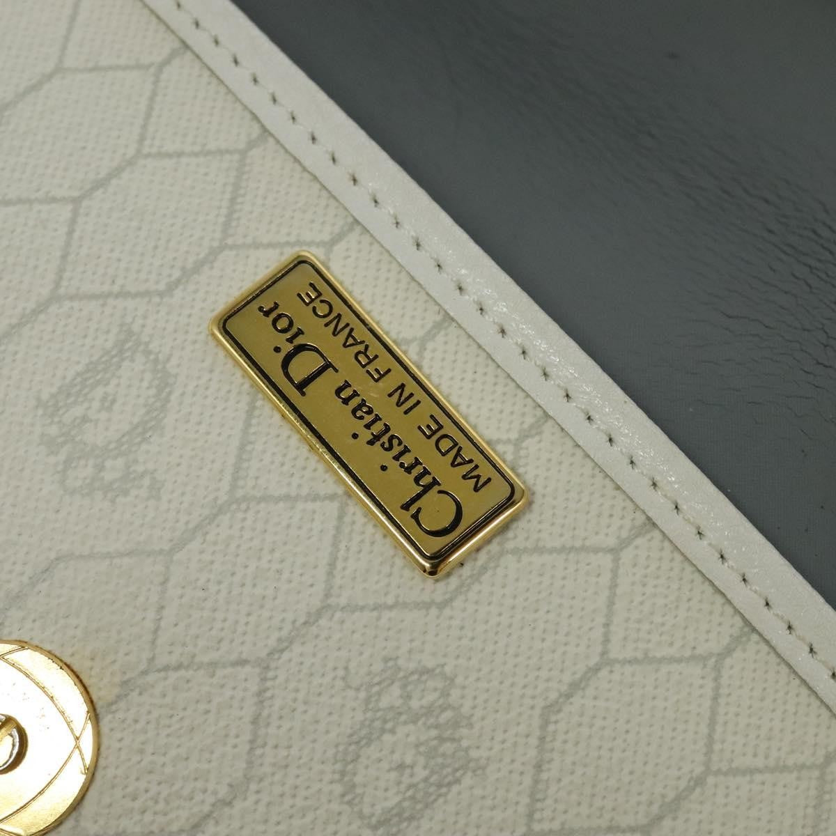 Christian Dior Vintage Honeycomb Flap Crossbody Bag Canvas and Leather, WHITE, CANVAS, Shoulder bag