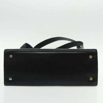 Salvatore Ferragamo Gancini Shoulder Bag Leather, BLACK, LEATHER, Tote bag