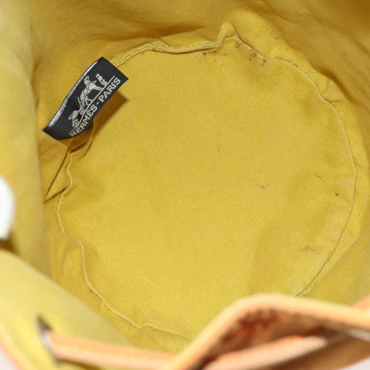 Hermes Polochon Mimile Drawstring Backpal Canvas, ORANGE, CANVAS, Backpack