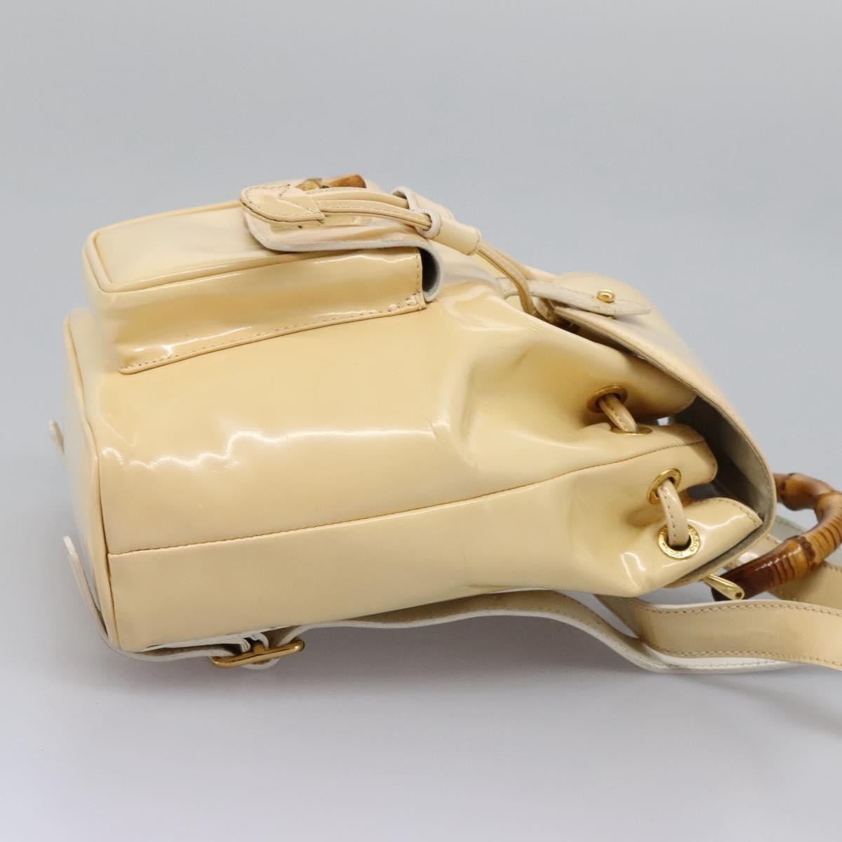 Gucci Vintage Bamboo Backpack Patent, BEIGE, PATENT_LEATHER, Backpack