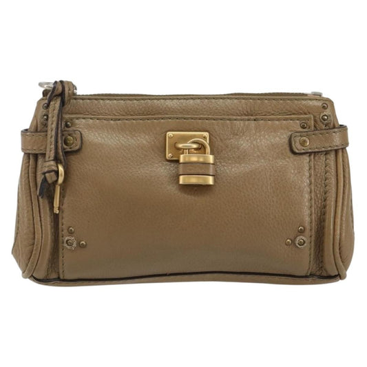 Chloe Paddington Pouch Leather, BEIGE, LEATHER, Clutche & pouche