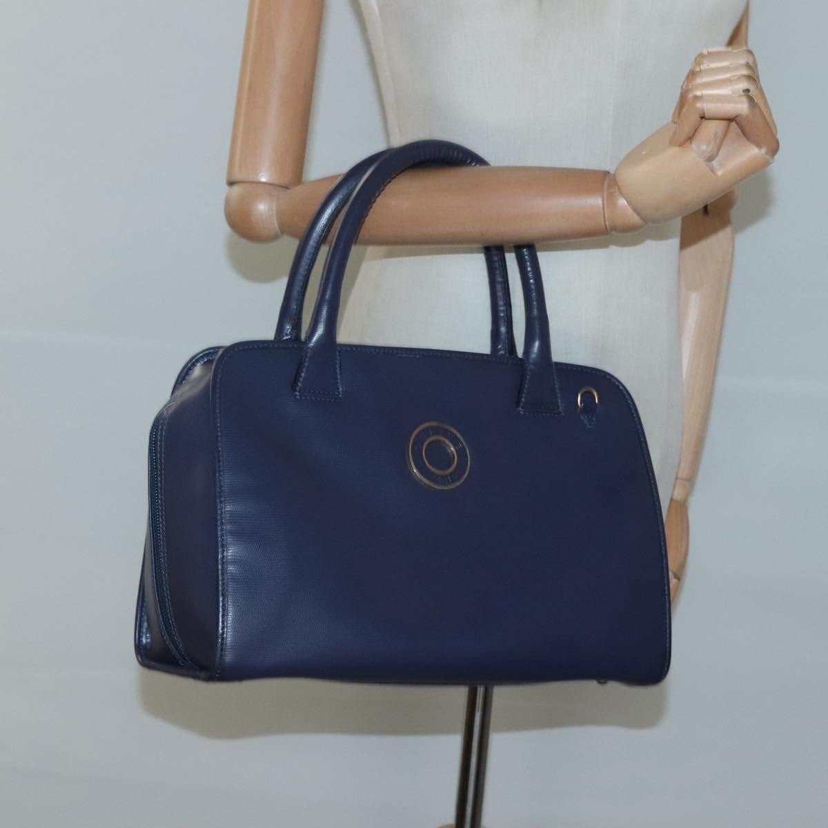 Celine Circle Logo Handbag Leather, BLUE, LEATHER, Handbag