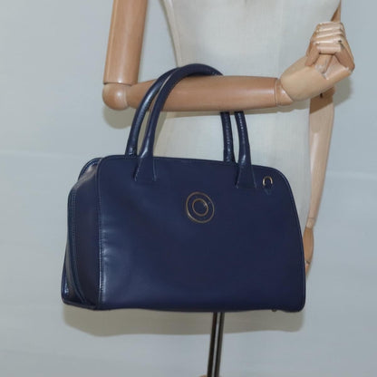 Celine Circle Logo Handbag Leather, BLUE, LEATHER, Handbag