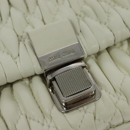Miu Miu Crystal 2way Pouch Matelasse Leather, WHITE, LEATHER, Shoulder bag