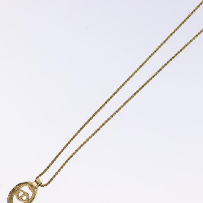 Christian Dior CD Round Pendant Necklace Metal and Crystals, GOLD, METAL, Necklace