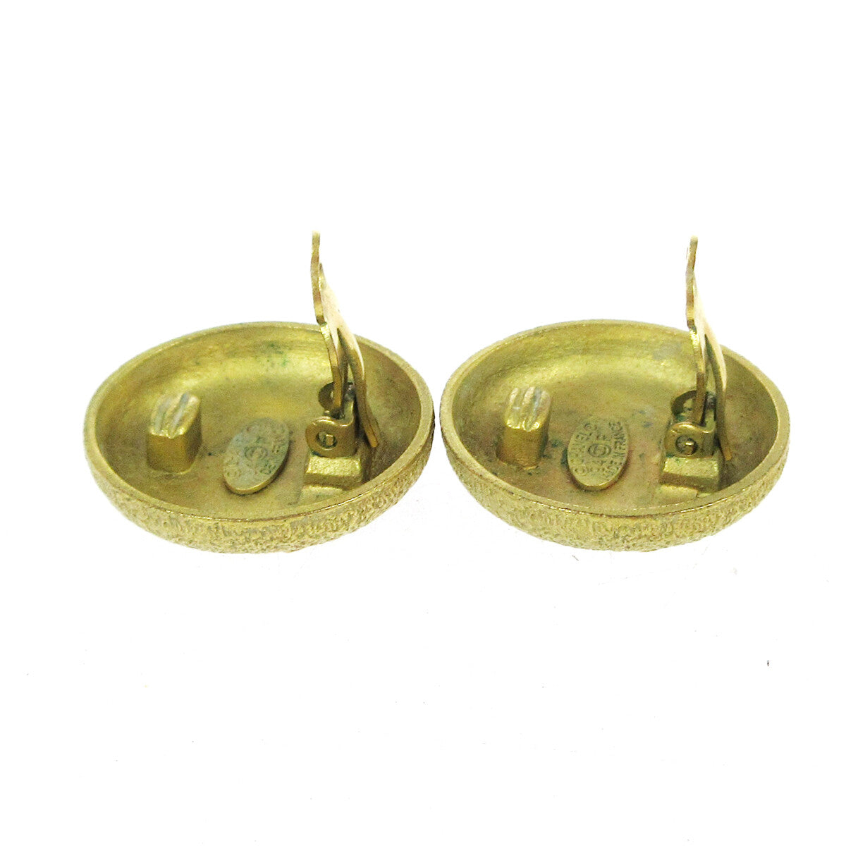 Chanel CC Round Earrings Metal, GOLD, GOLD, Earrings