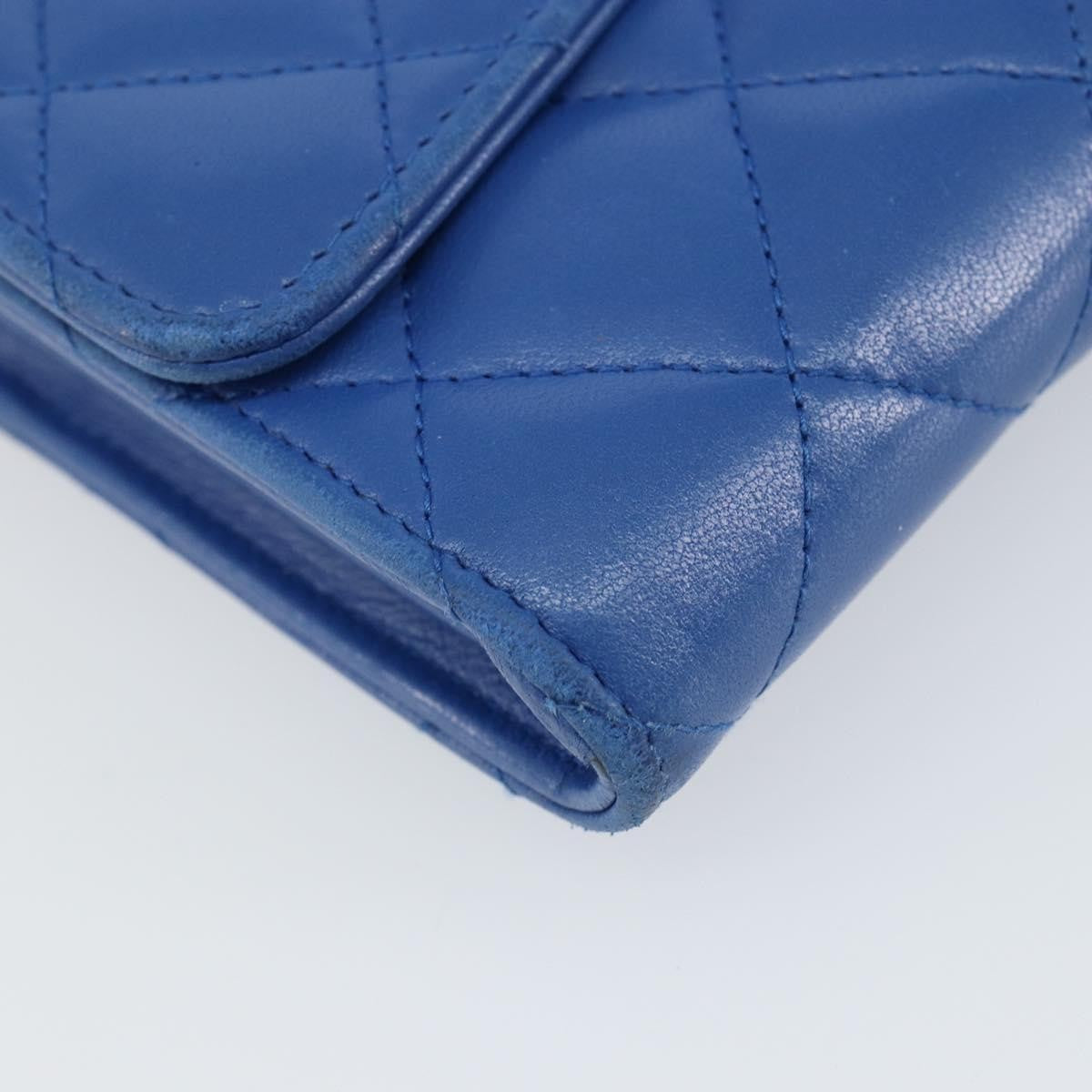 Chanel CC Gusset Classic Flap Wallet Quilted Lambskin, BLUE, LEATHER, Wallets