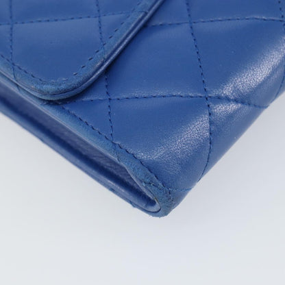 Chanel CC Gusset Classic Flap Wallet Quilted Lambskin, BLUE, LEATHER, Wallets