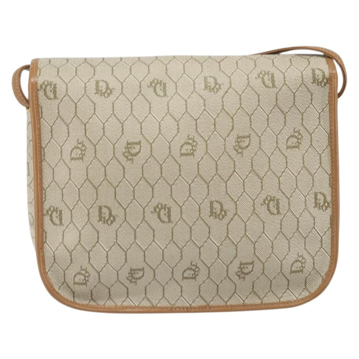 Christian Dior Vintage Honeycomb Shoulder Bag Canvas, Beige, PVC + Canvas, Shoulder Bag