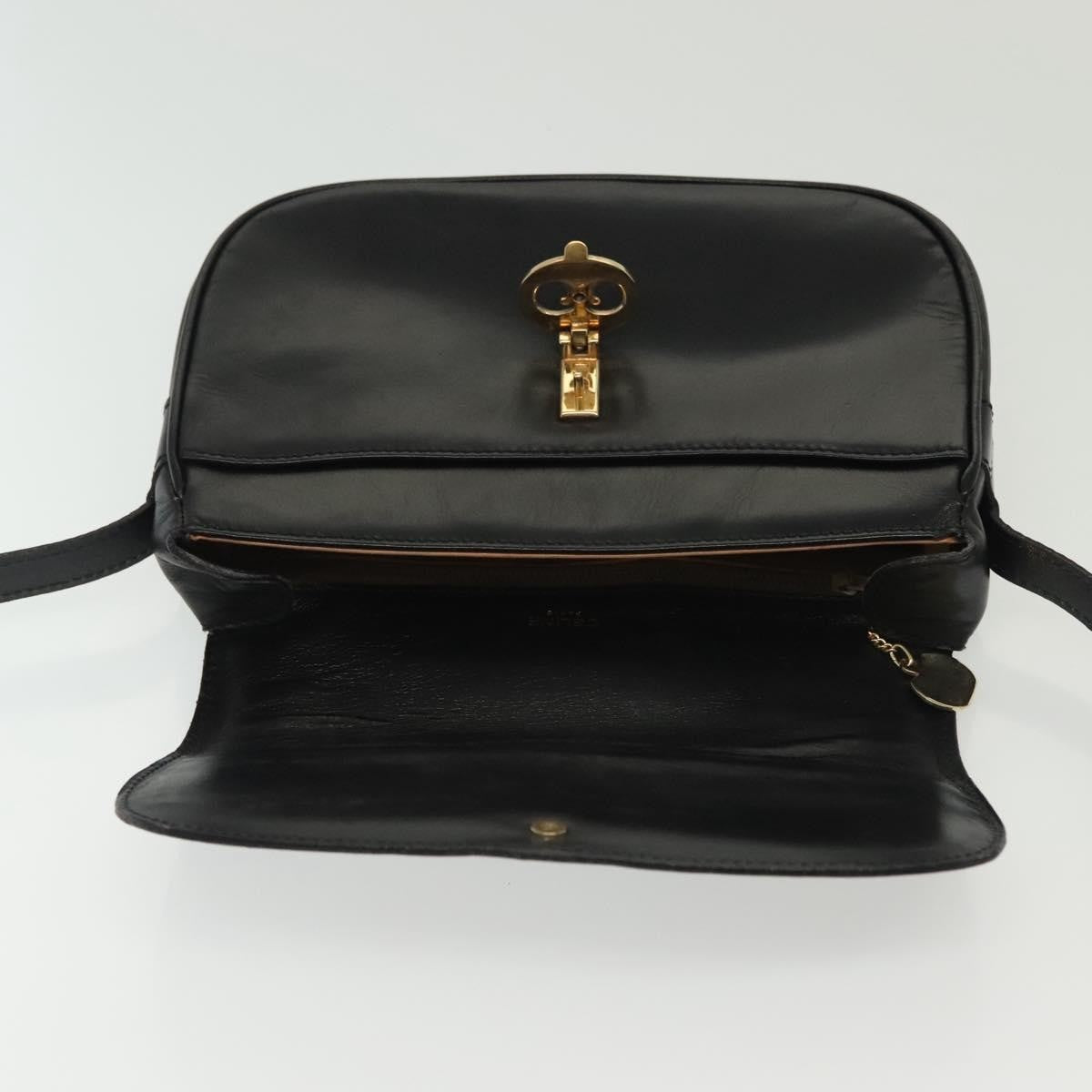 Celine Vintage Triomphe Shoulder Bag Leather, BLACK, LEATHER, Shoulder bag