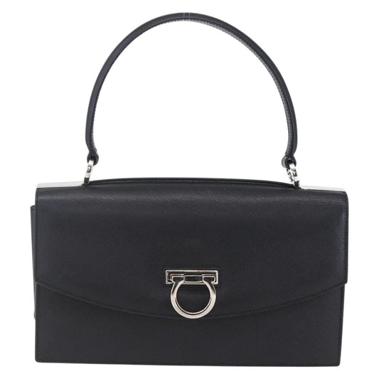 Salvatore Ferragamo Gancini handbag Leather, BLACK, LEATHER, Shoulder bag