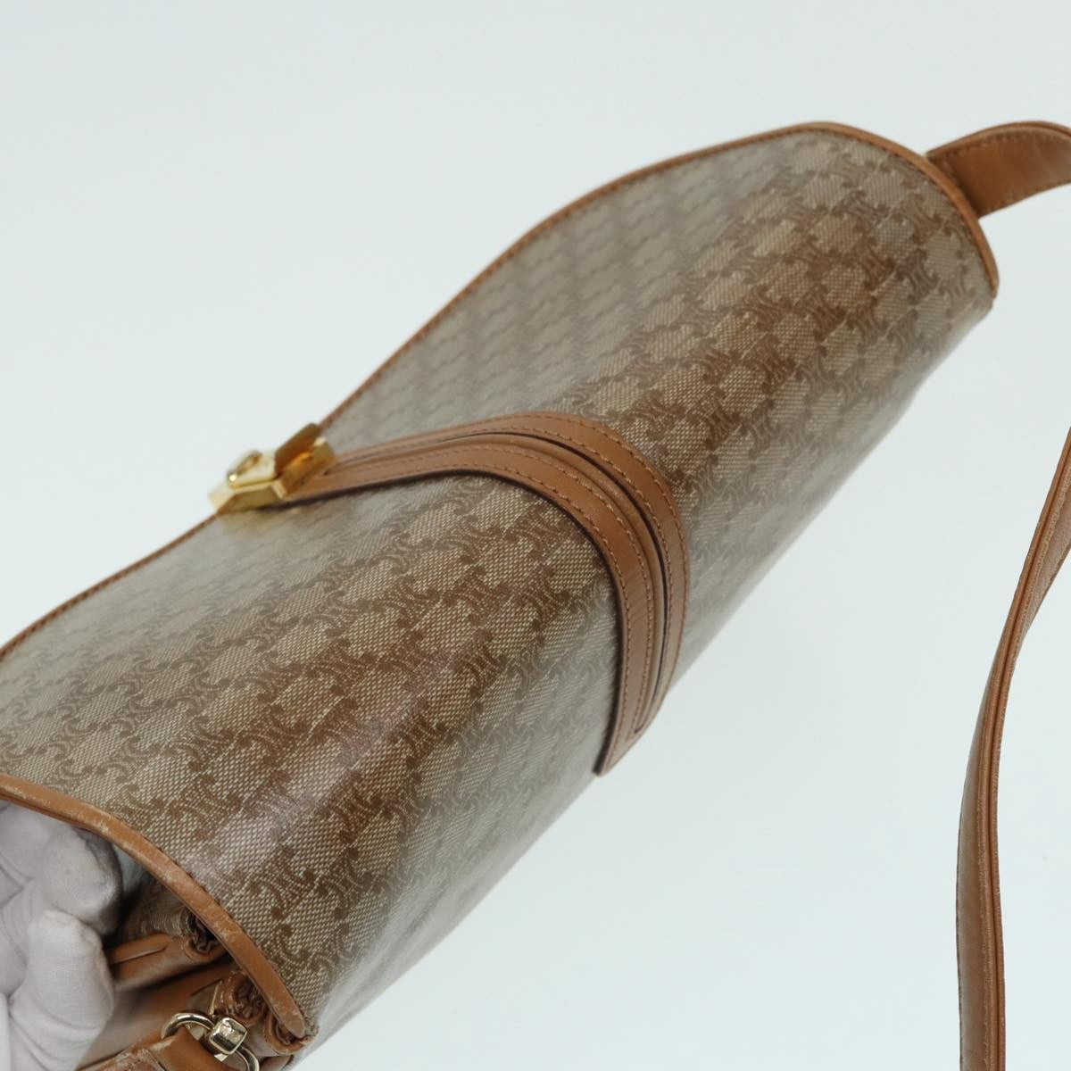 Celine Macadam Shoulder Bag PVC Leather, BEIGE, CANVAS, Shoulder bag