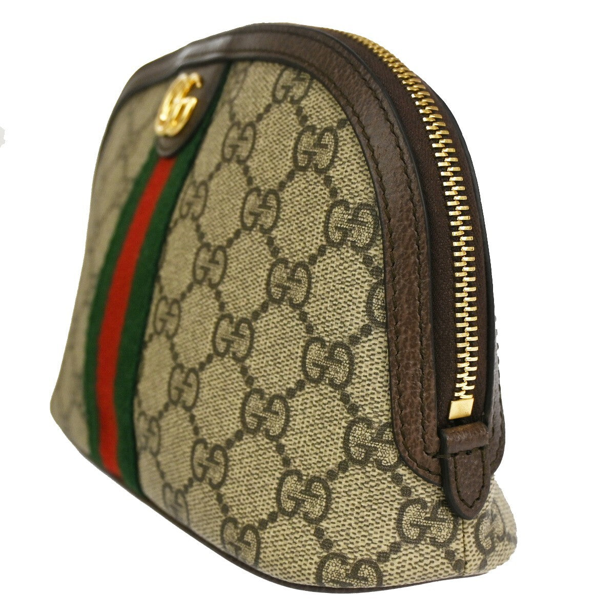 Gucci Ophidia Cosmetic Pouch GG Coated Canvas, BROWN, CANVAS, Toiletry Case
