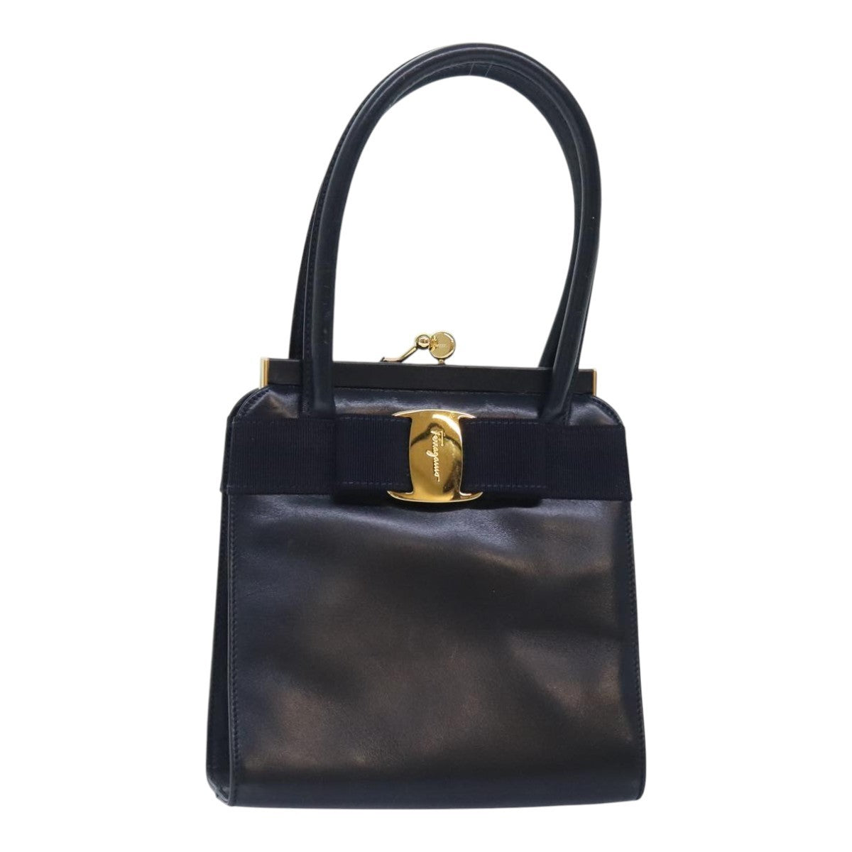 Salvatore Ferragamo Vala Handbag Leather, NAVY, LEATHER, Handbag