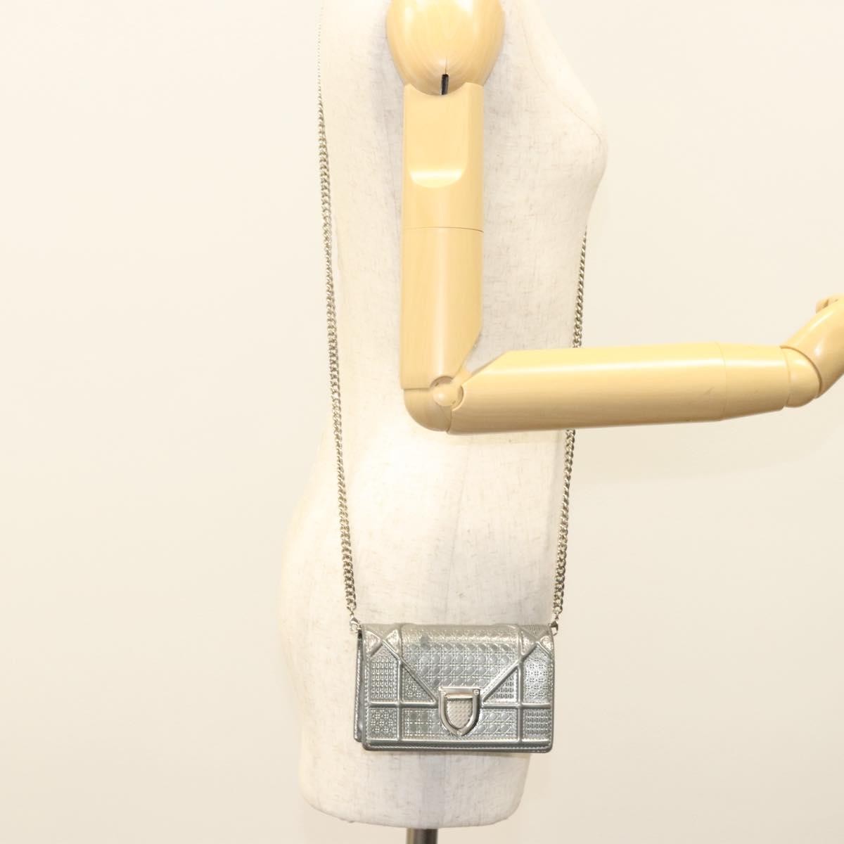 Christian Dior Diorama Wallet on Chain Enamel, SILVER, PATENT_LEATHER, Shoulder bag