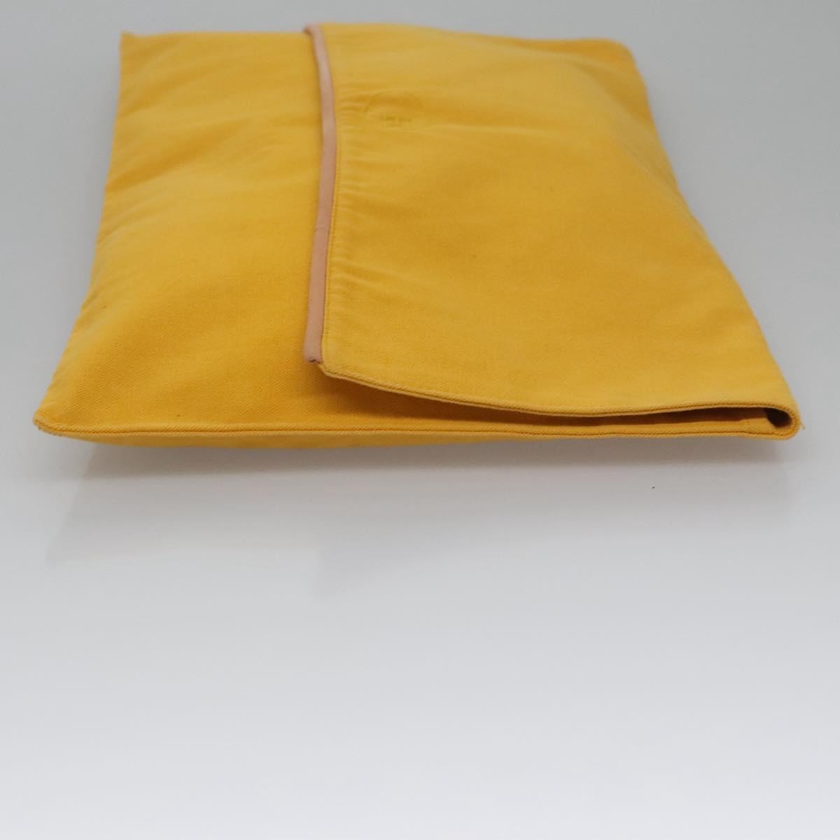 Hermes Vintage Clutch Canvas, YELLOW, CANVAS, Clutche & pouche