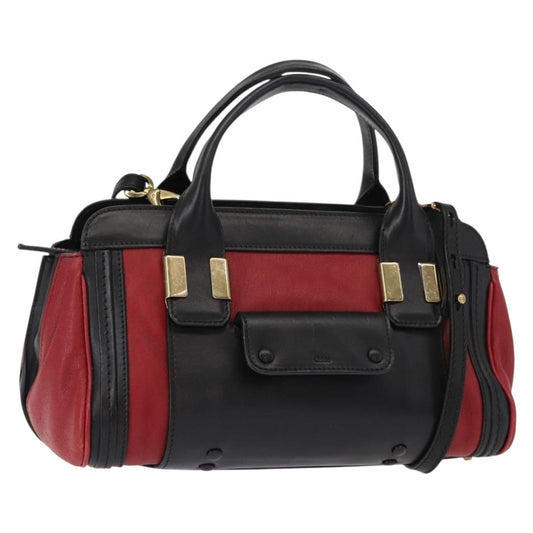 Chloe Alice Satchel Leather, RED, LEATHER, Handbag