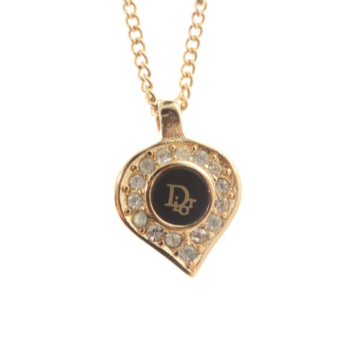 Christian Dior Logo Heart Pendant Necklace Metal, GOLD, METAL, Necklace
