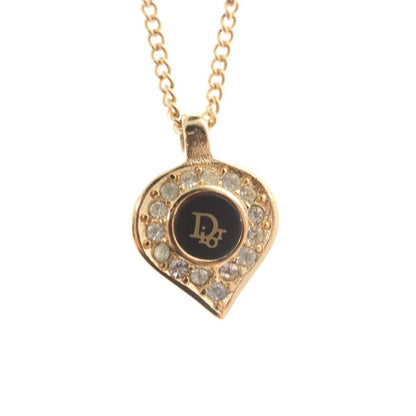 Christian Dior Logo Heart Pendant Necklace Metal, GOLD, METAL, Necklace