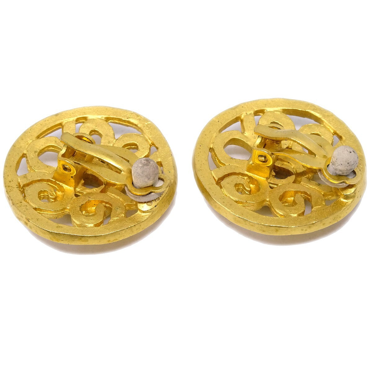 Chanel CC Round Earrings Metal, GOLD, GOLD_PLATED, Earrings