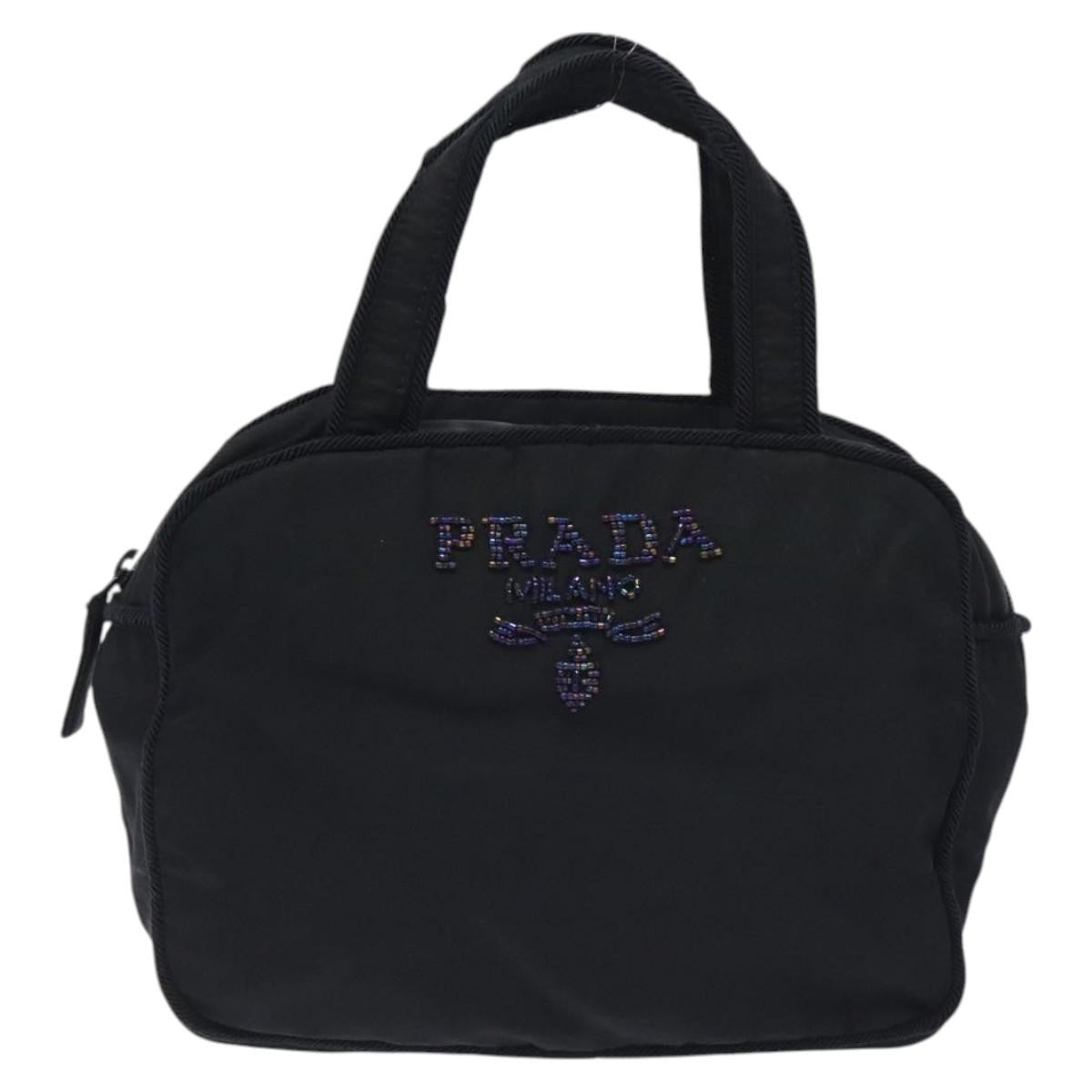 Prada Vintage Zip Handbag Tessuto, BLACK, NYLON, Handbag