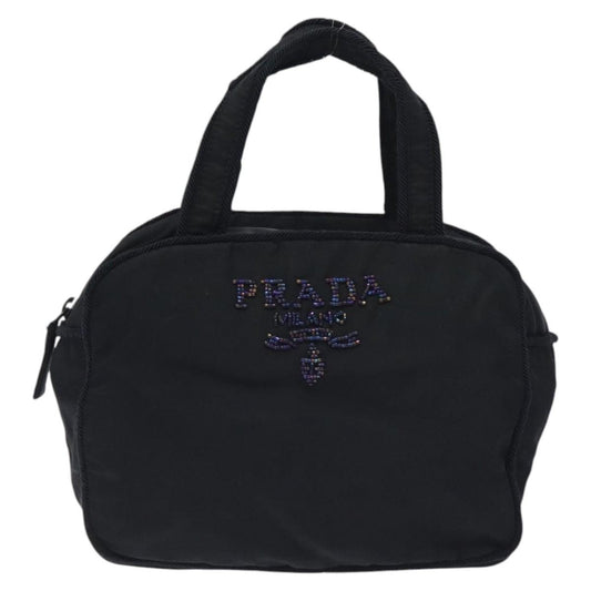 Prada Vintage Zip Handbag Tessuto, BLACK, NYLON, Handbag