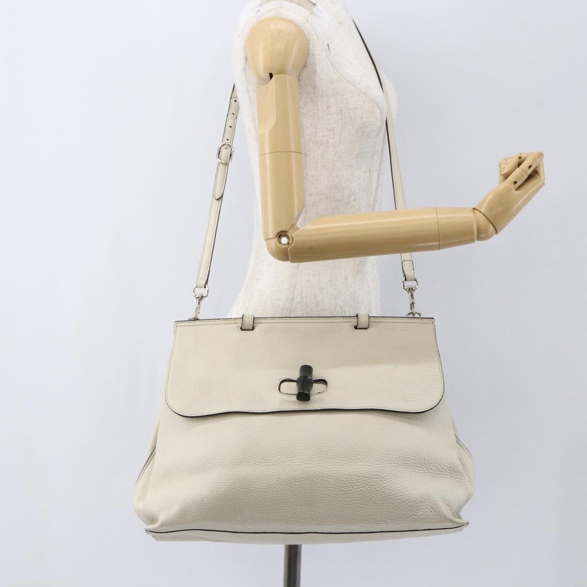 Gucci Bamboo Daily Top Handle Bag Leather, WHITE, LEATHER, Handbag