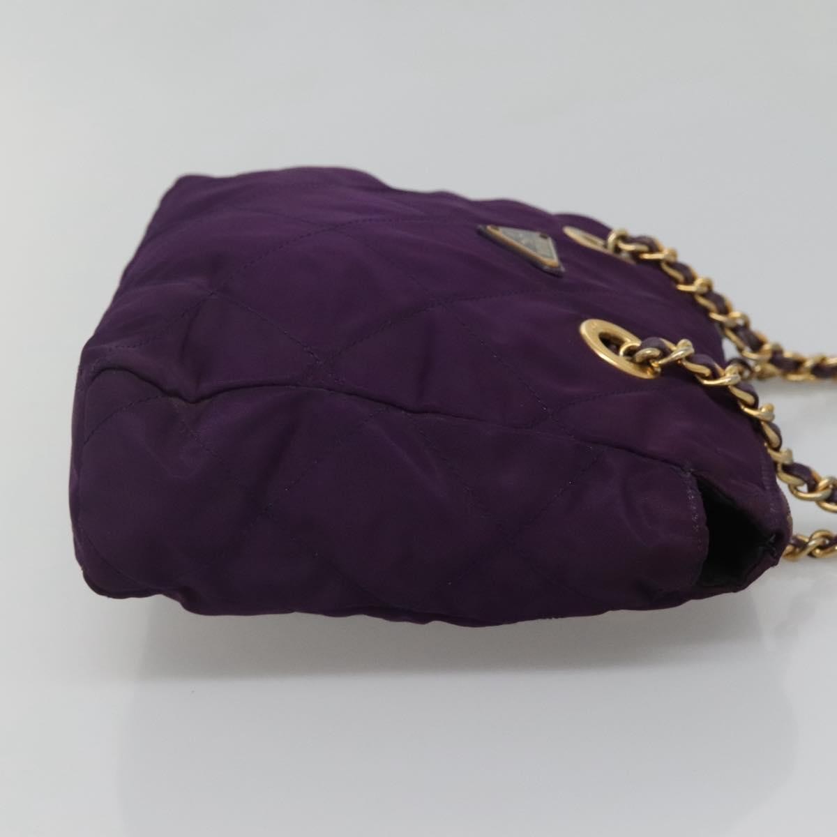 Prada Chain Shoulder Bag Quilted Tessuto, PURPLE, NYLON, Shoulder bag