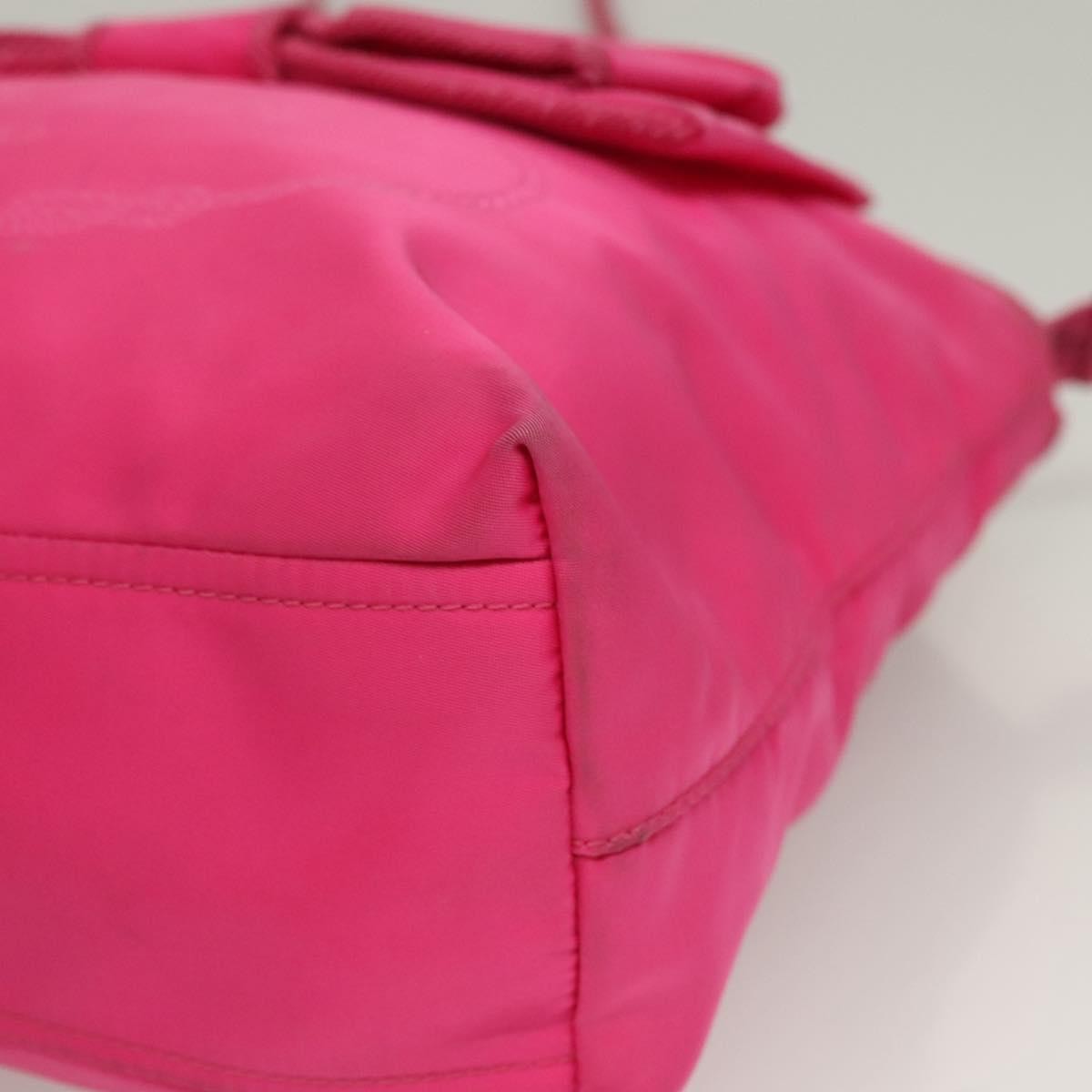 Prada Logo Bow Convertible Tote Tessuto with Leather, PINK, NYLON, Tote bag