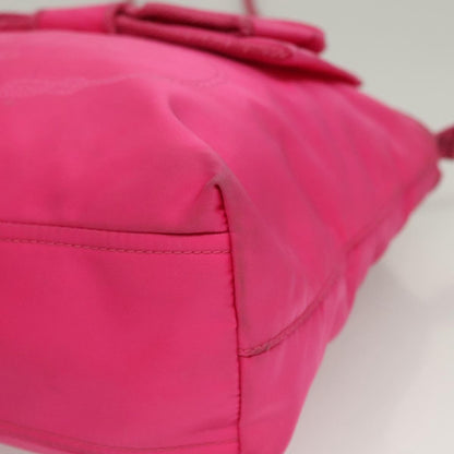 Prada Logo Bow Convertible Tote Tessuto with Leather, PINK, NYLON, Tote bag