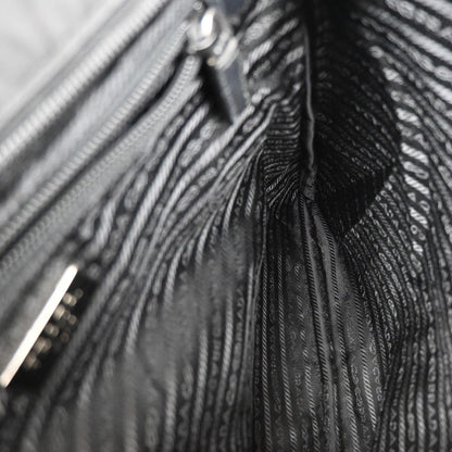 Prada Zip Top Messenger Bag Tessuto, BLACK, SYNTHETIC, Handbag