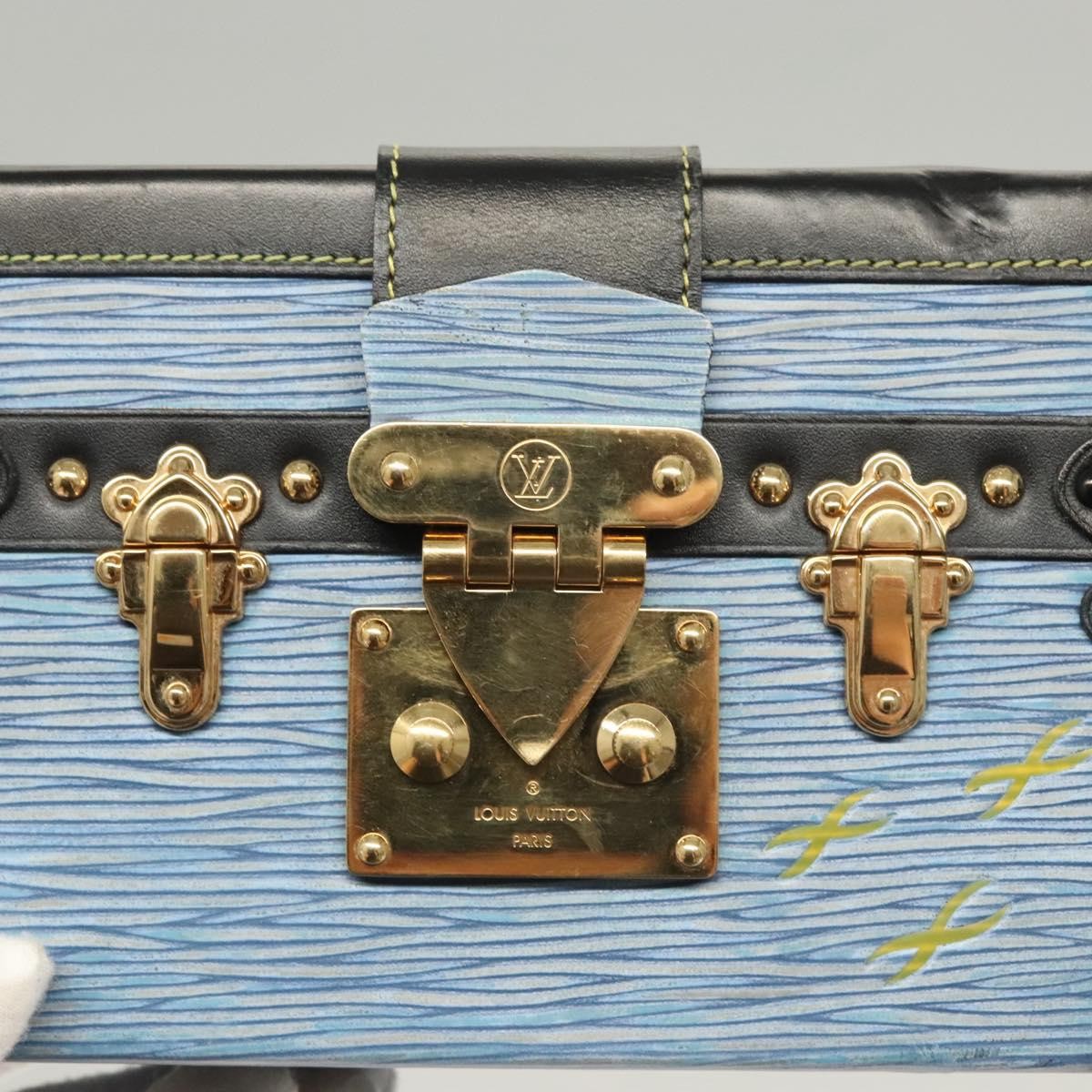 Louis Vuitton Petite Malle Handbag Epi Leather, BLUE, LEATHER, Shoulder bag
