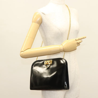 Salvatore Ferragamo Vintage Gancini Chain Shoulder Bag Patent Leather, BLACK, PATENT_LEATHER, Shoulder bag