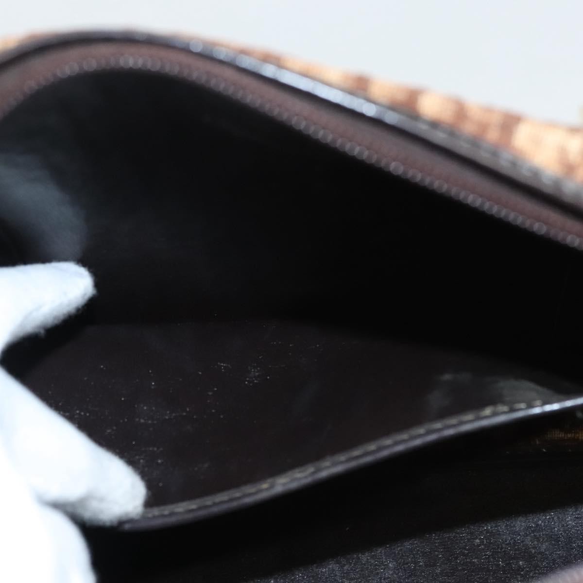 Christian Dior Vintage CD Trotter Handbag Canvas, BROWN, CANVAS, Handbag