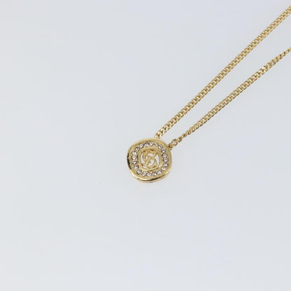 Christian Dior CD Pendant Necklace Metal and Crystals, GOLD, METAL, Necklace