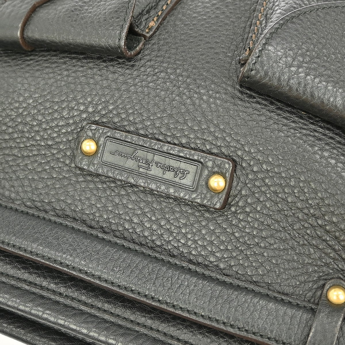 Salvatore Ferragamo Vintage Shoulder Bag Leather, BLACK, LEATHER, Shoulder bag