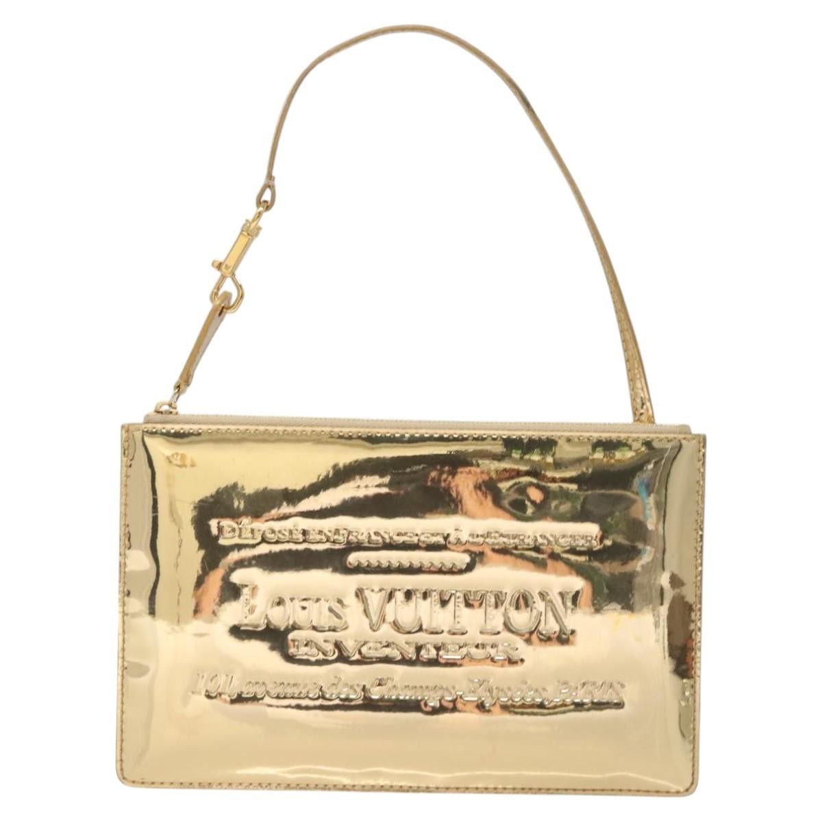 Louis Vuitton Pochette Plate Monogram mirror, GOLD, CANVAS, Clutche & pouche