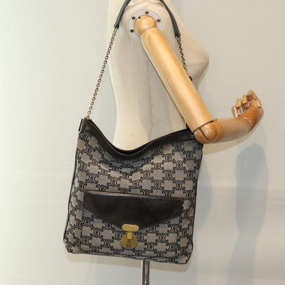 Celine Vintage Triomphe Shoulder Bag Canvas, GRAY, CANVAS, Shoulder bag