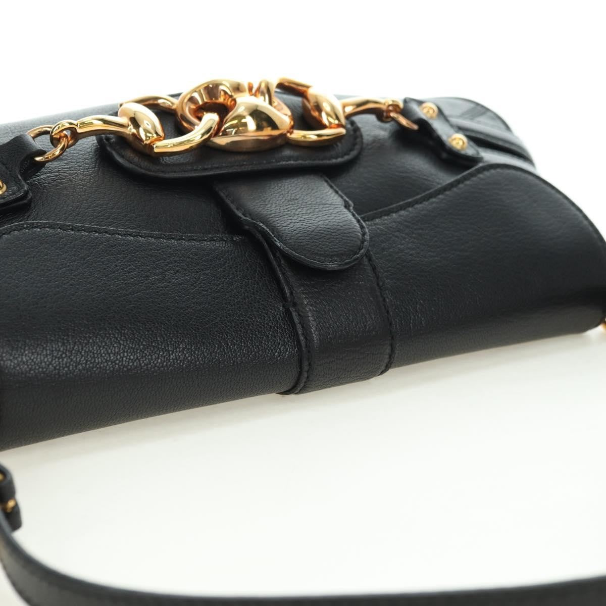 Gucci Horsebit Shoulder Bag GG Canvas and Leather, Black, Leather, Shoulder Bag