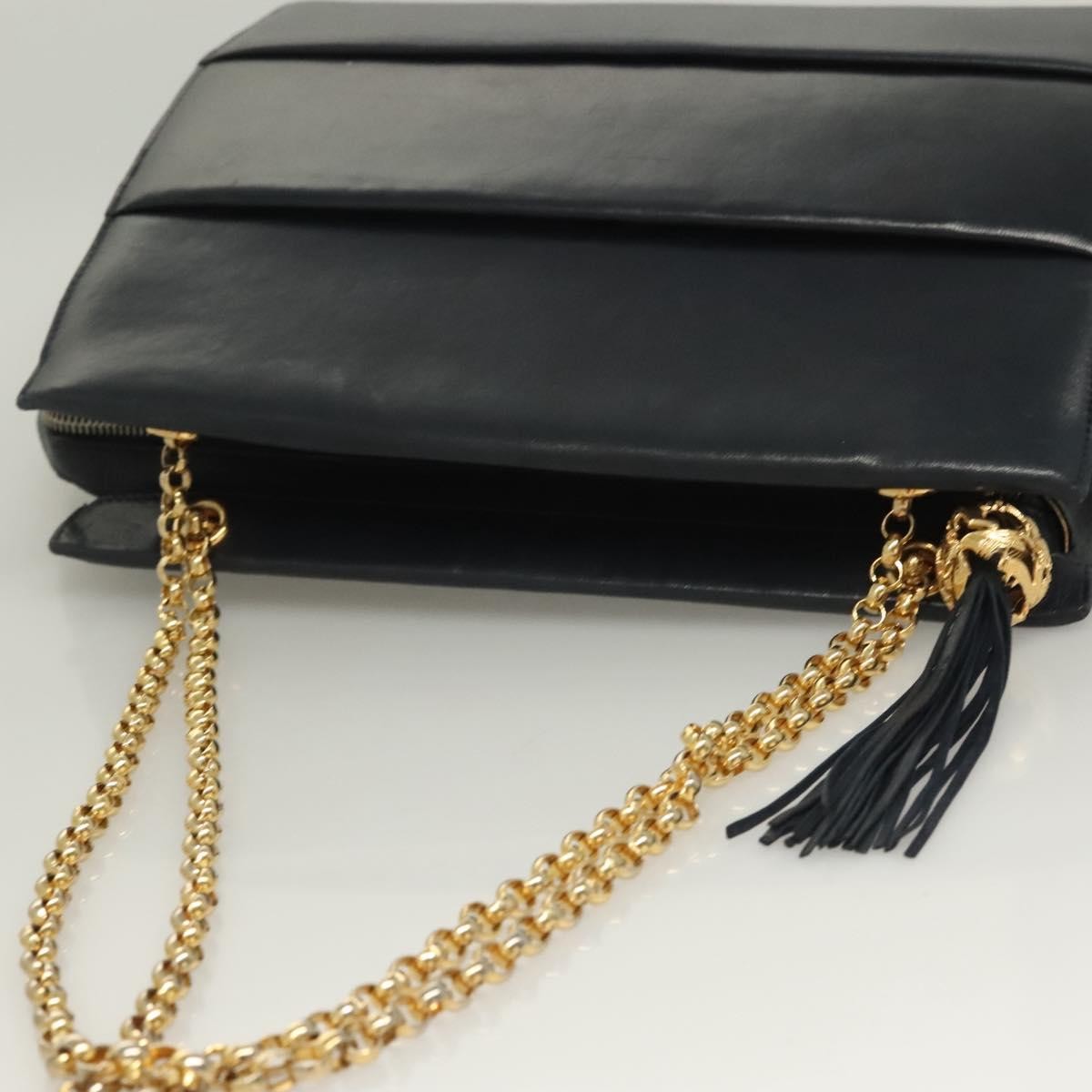 Salvatore Ferragamo Chain Shoulder Bag Leather, NAVY, LEATHER, Shoulder bag