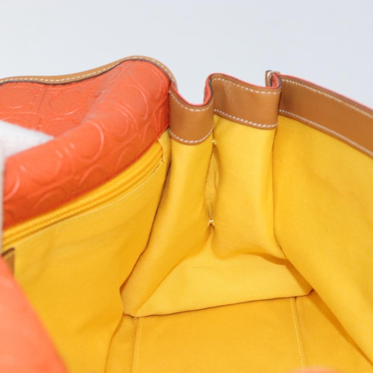 Salvatore Ferragamo Gancini Shoulder Bag Canvas, ORANGE, PVC, Shoulder bag