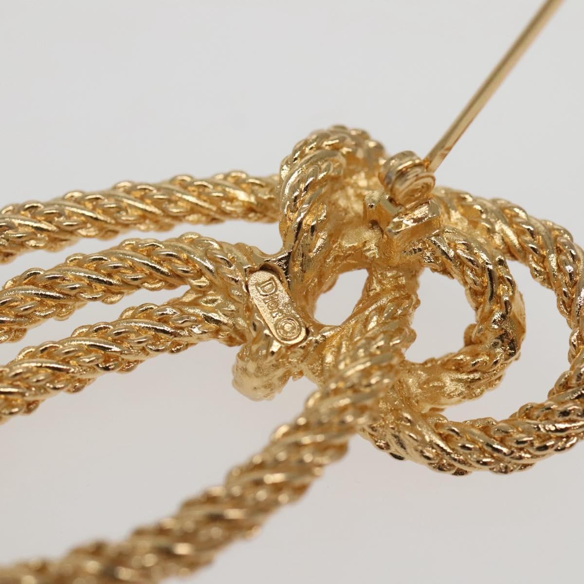 Christian Dior Vintage Logo Bow Safety Pin Brooch Metal, GOLD, METAL, Brooch