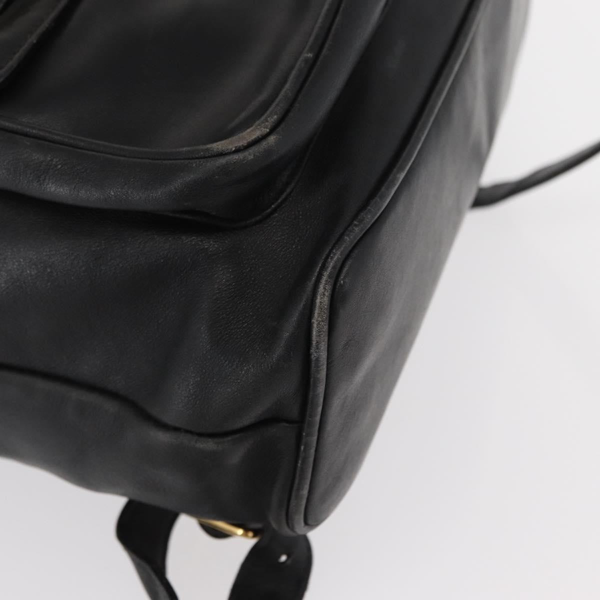 Gucci Vintage Bamboo Backpack Leather, BLACK, LEATHER, Backpack