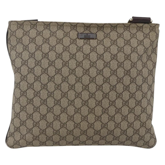 Gucci Zip Top Messenger Bag GG Coated Canvas, BEIGE, CANVAS, Shoulder bag