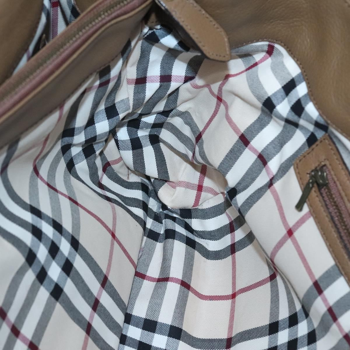 Burberry Nova Check Tote Leather, BROWN, LEATHER, Tote bag