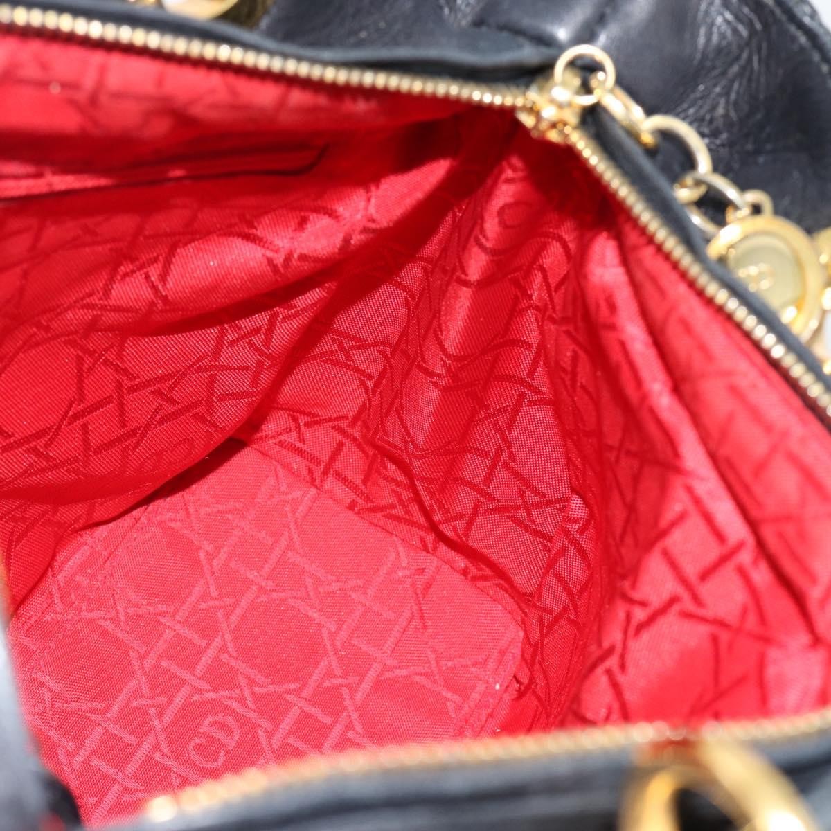 Christian Dior Lady Dior Bag Leather, Black, Leather, Handbag