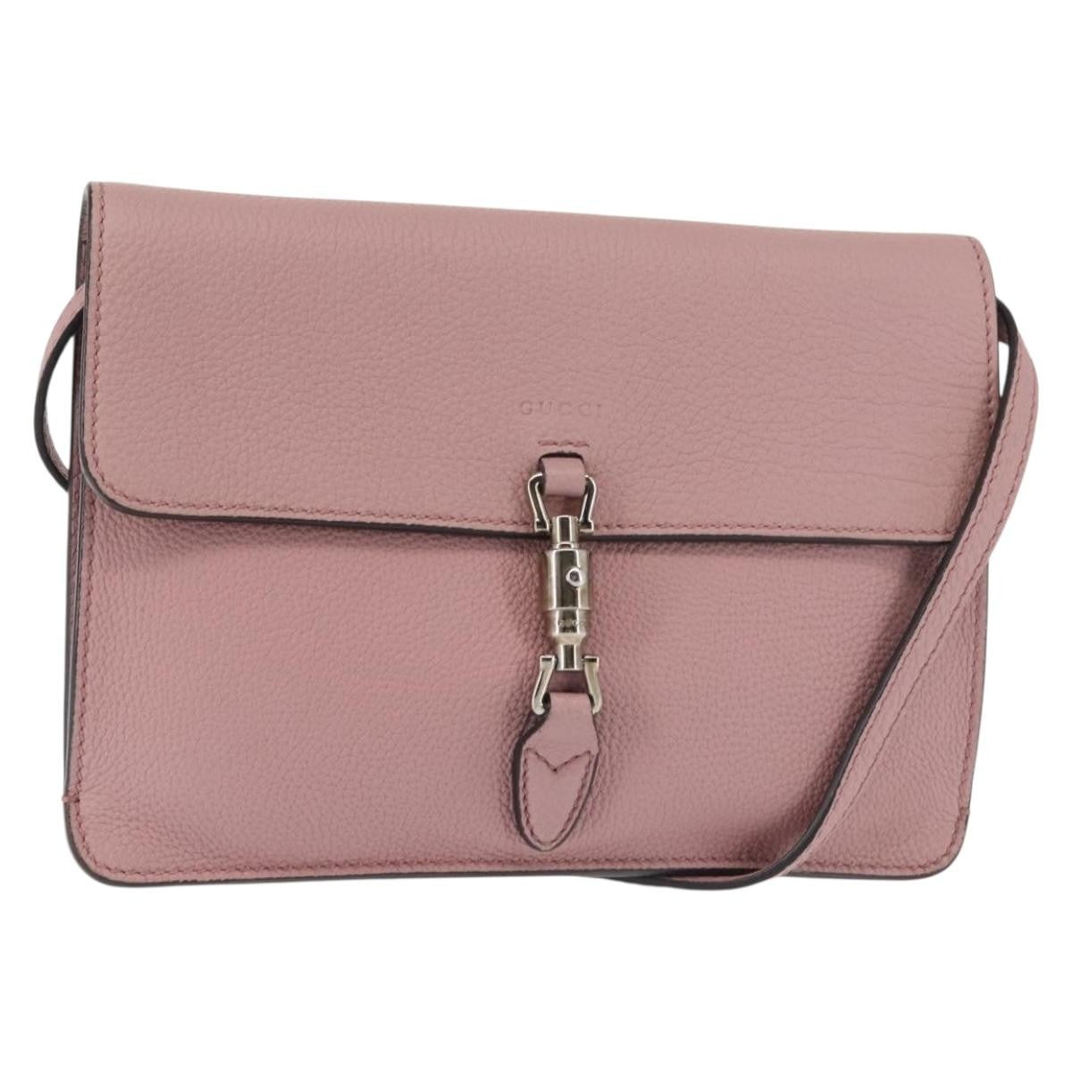 Gucci Jackie Soft Flap Shoulder Bag Leather, PINK, LEATHER, Shoulder bag